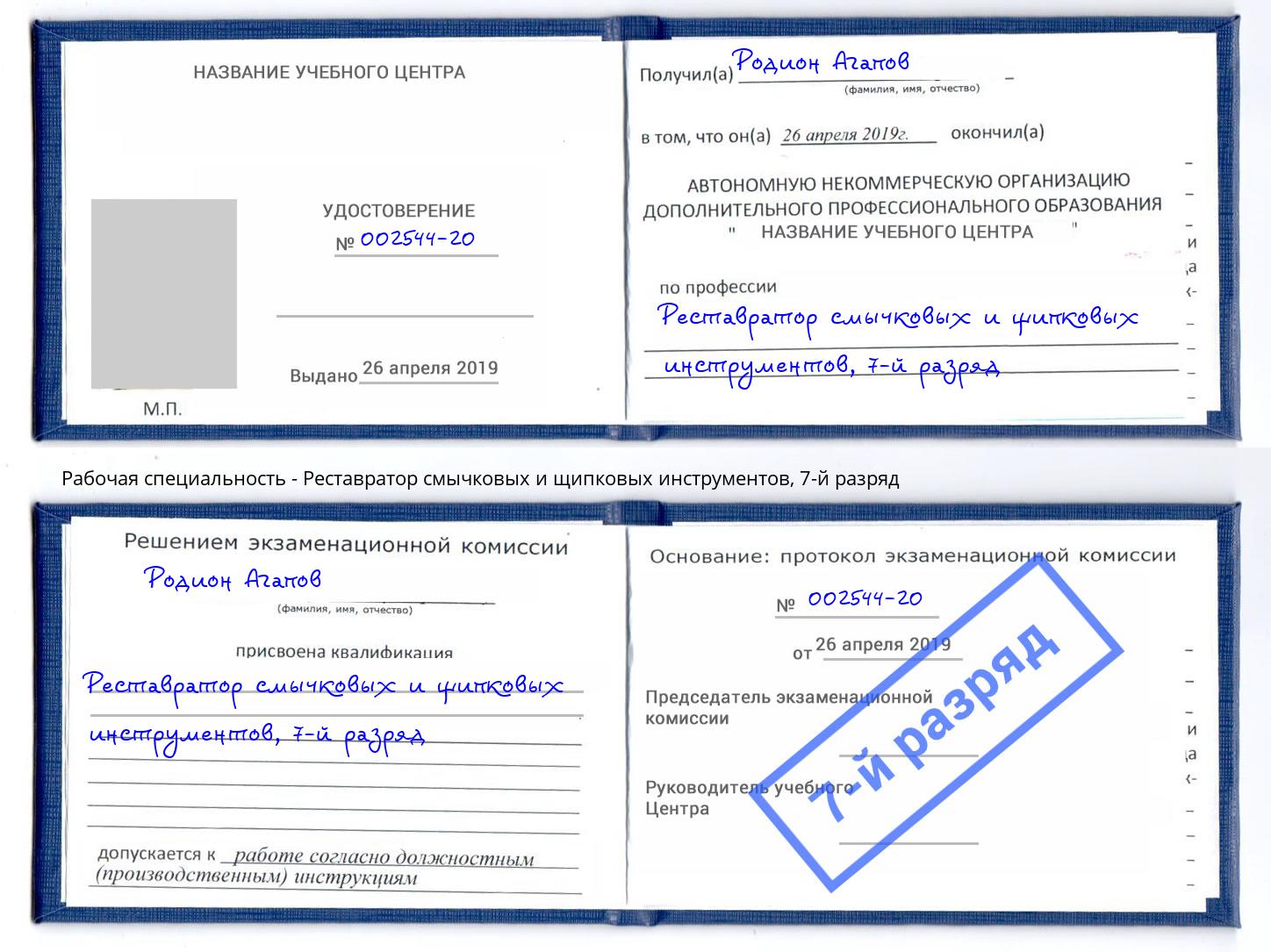 корочка 7-й разряд Реставратор смычковых и щипковых инструментов Раменское